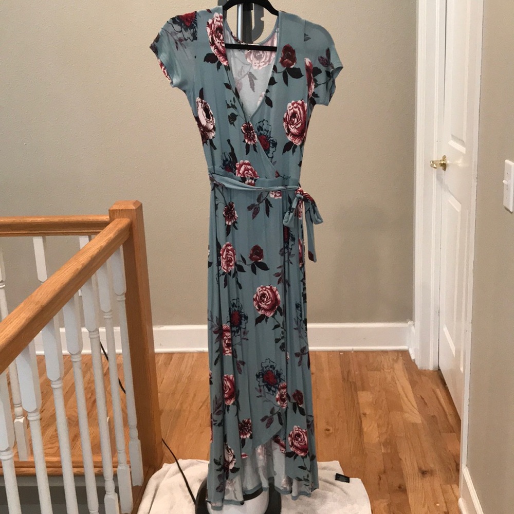 Flower print wrap dress